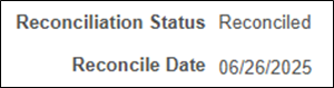 Warrant status showing Reconciled with a Reconcile Date